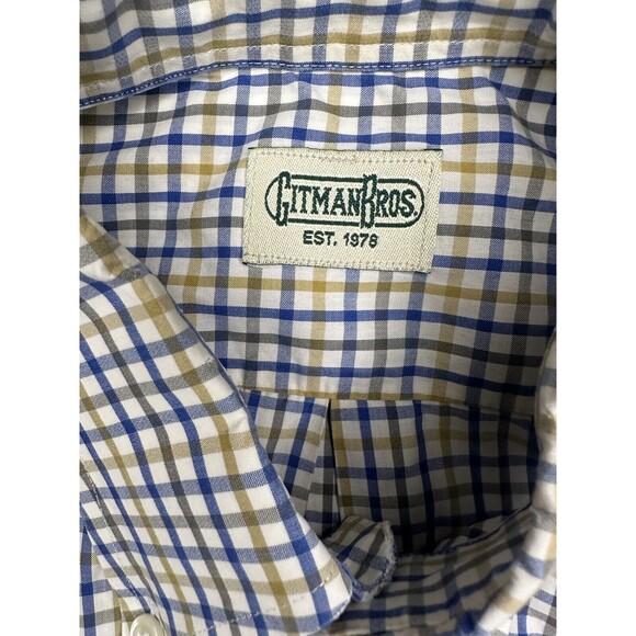 Gitman Bros Dress Shirt Men’s Long Sleeve Plaid Button Down Blue White Size L - Picture 8 of 11